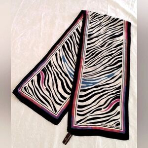 Michel Robichaud Paris Vintage Zebra Animal Print Long Silk Scarf